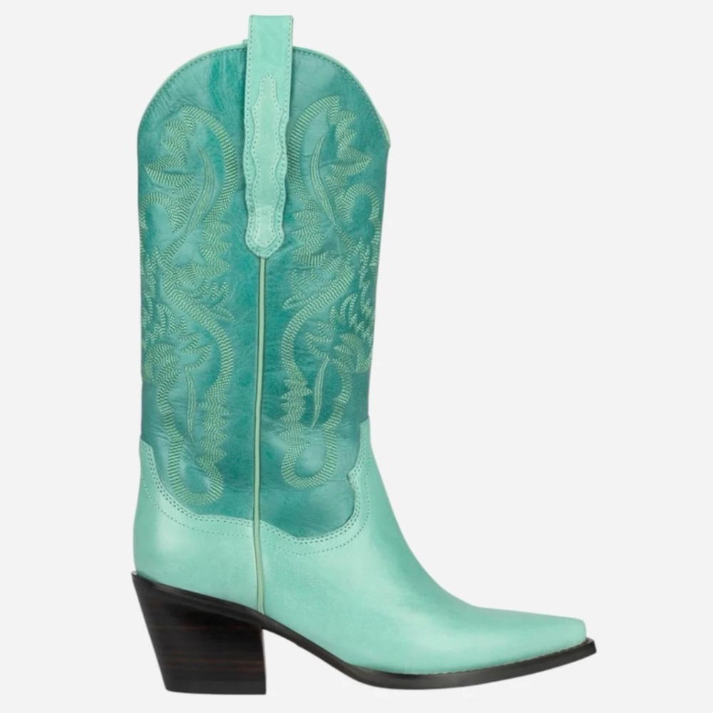 Jeffrey Campbell Mint Green Western Heeled Boots